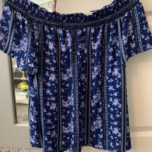 Blue off the shoulder blouse